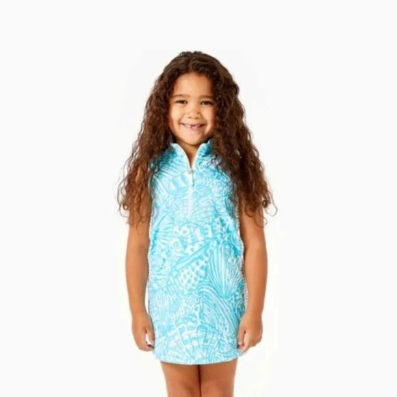 Lilly Pulitzer Other - Mini Sleeveless Skipper Shift Dress in "Succulent Blue Sea Cups" in Girls XL